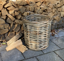 Runder Korb mit grobem Rattanhenkel (43x43x50cm)