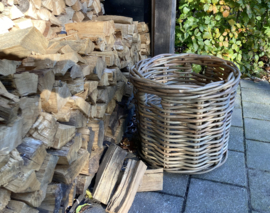 Runder Korb mit grobem Rattanhenkel (58x58x55cm)