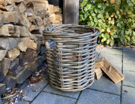 Runder Korb mit grobem Rattanhenkel (43x43x50cm)