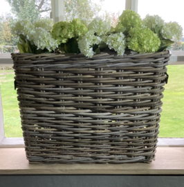 Fensterbankkorb (50 x 20 x 40 cm) mit Ledergriffen