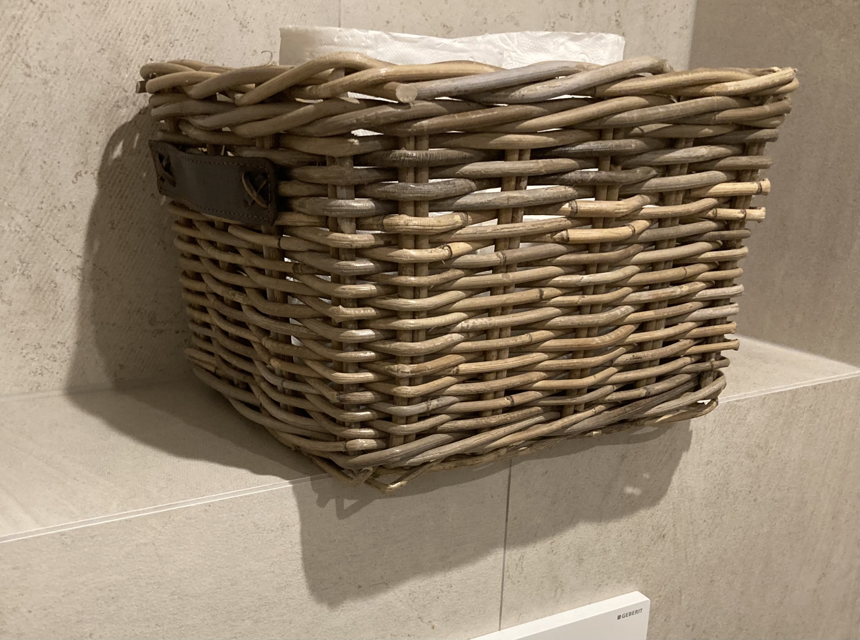 Toilettenpapierkorb mit Ledergriffen (30 x 26 x 20 cm)