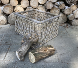 Strakke rechthoekige houtmand groot (56x47x35cm)