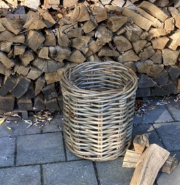 Runder Korb mit grobem Rattanhenkel (43x43x50cm)