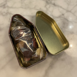 Blikken huisje small - chocolade callets (uiterverkocht)