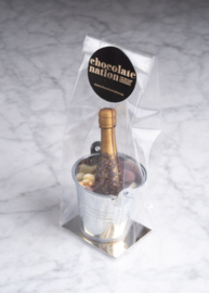 Champagne bottle praline in ice bucket