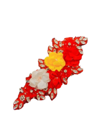 Epauletten gedecoreerd met bloemen en steentjes rood