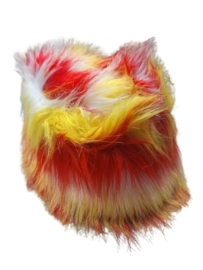 Pluche bontmuts rood wit geel