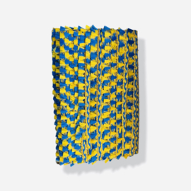 Fournituren band Ibiza met flosjes Blauw/Geel