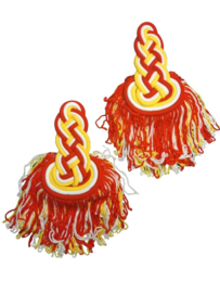 Epauletten rood wit geel gevlochten