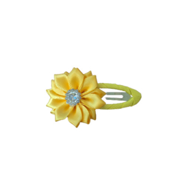 Haarclip geel met bloem
