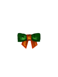 Decoratie strikje oranje groen