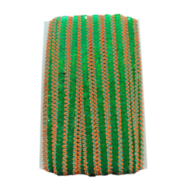 Paillettenband gold donkergroen met oranje