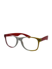 Rood wit gele bril zonder glazen