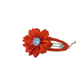 Haarclip rood met bloem