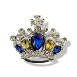 Kroontje blauw geel met steentjes