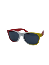 Rood wit gele bril met glazen