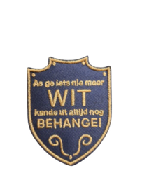 Klittenband embleem als ge iets niet meer wit