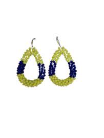 Ovale oorbellen blauw geel