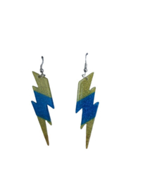 Blauw gele bliksem oorbellen