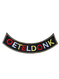Boog Oeteldonk rood wit gele letters onder