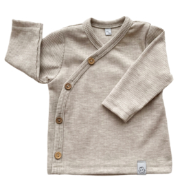 Overslagshirtje buttons  | Beige Melange (rib)