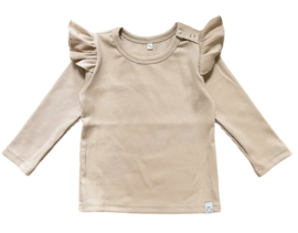 Longsleeve ruffle | Beige (rib)