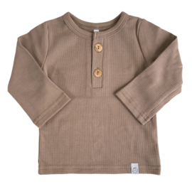 Longsleeve buttons  | Taupe (rib)