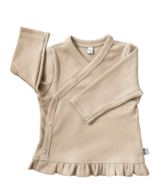 Overslagshirtje ruffle | Beige (rib)