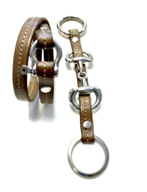 Armband leer taupe met harpsluiting