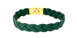 Armband gevlochten leer groen