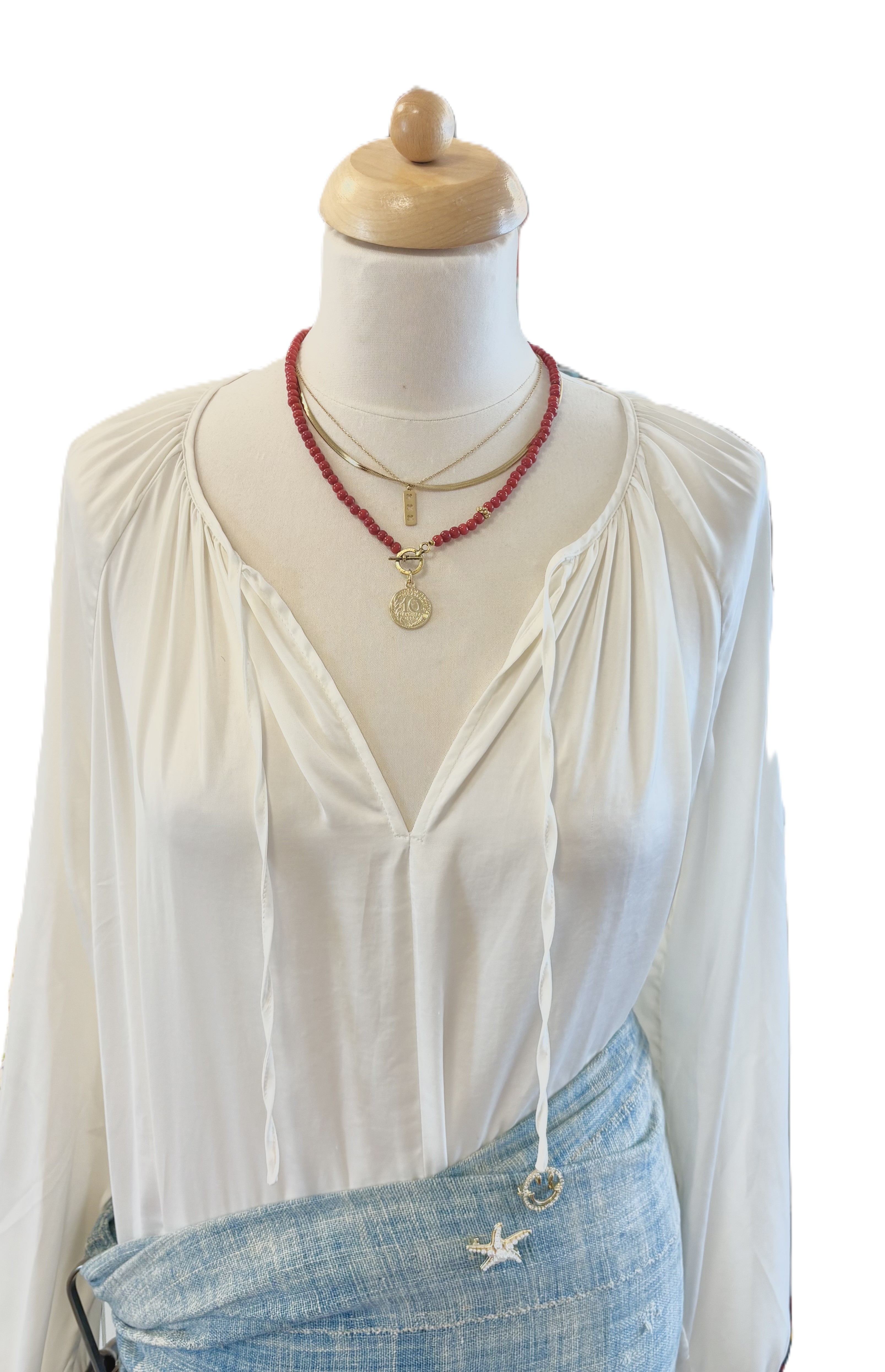 Ketting bamboo koraal met munt