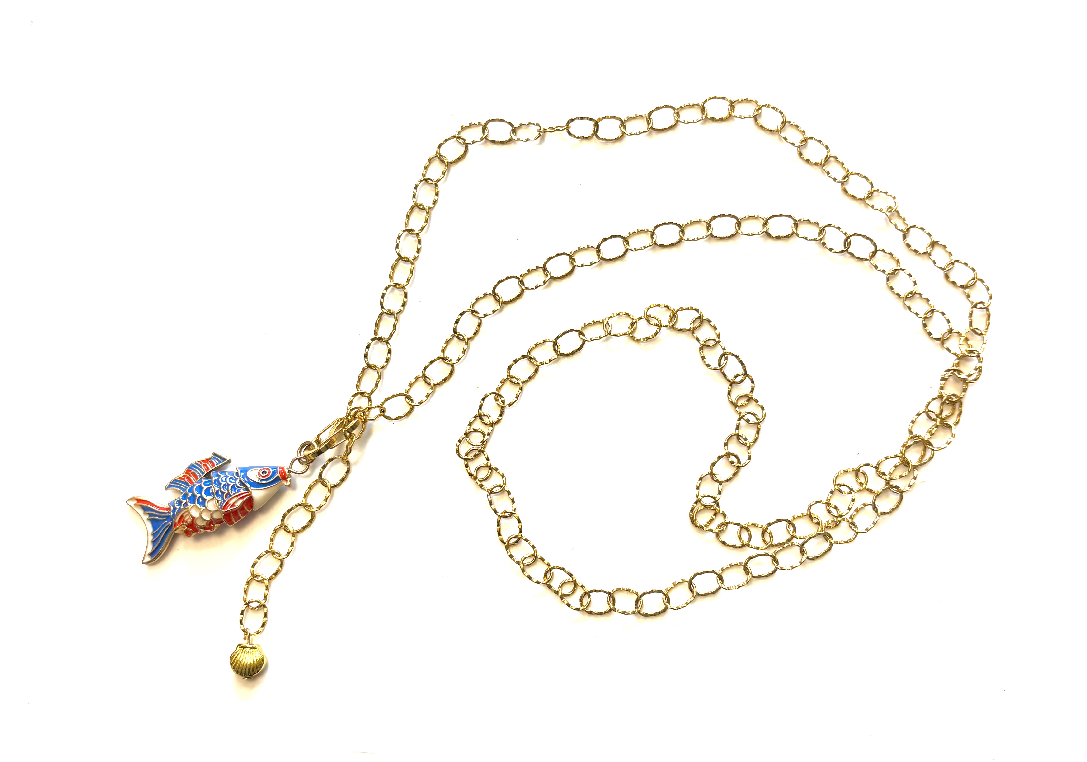 Ketting vis email cloisonné gouden schelpje