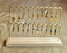 Sieraden display voor oorbellen, 2 rijen wood-gold