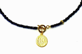 Ketting zwart met munt