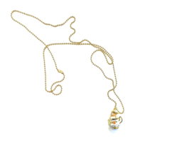 Ketting stainless steel goud theepotje muisje