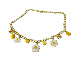 Ketting met bedels madeliefjes en citroen