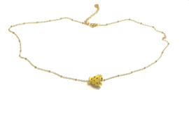 Ketting stainless steel goud met geel theekopje