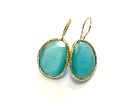 Oorbellen cateye steen turquoise