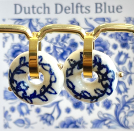 Oorringen Delfts blauw rondelle