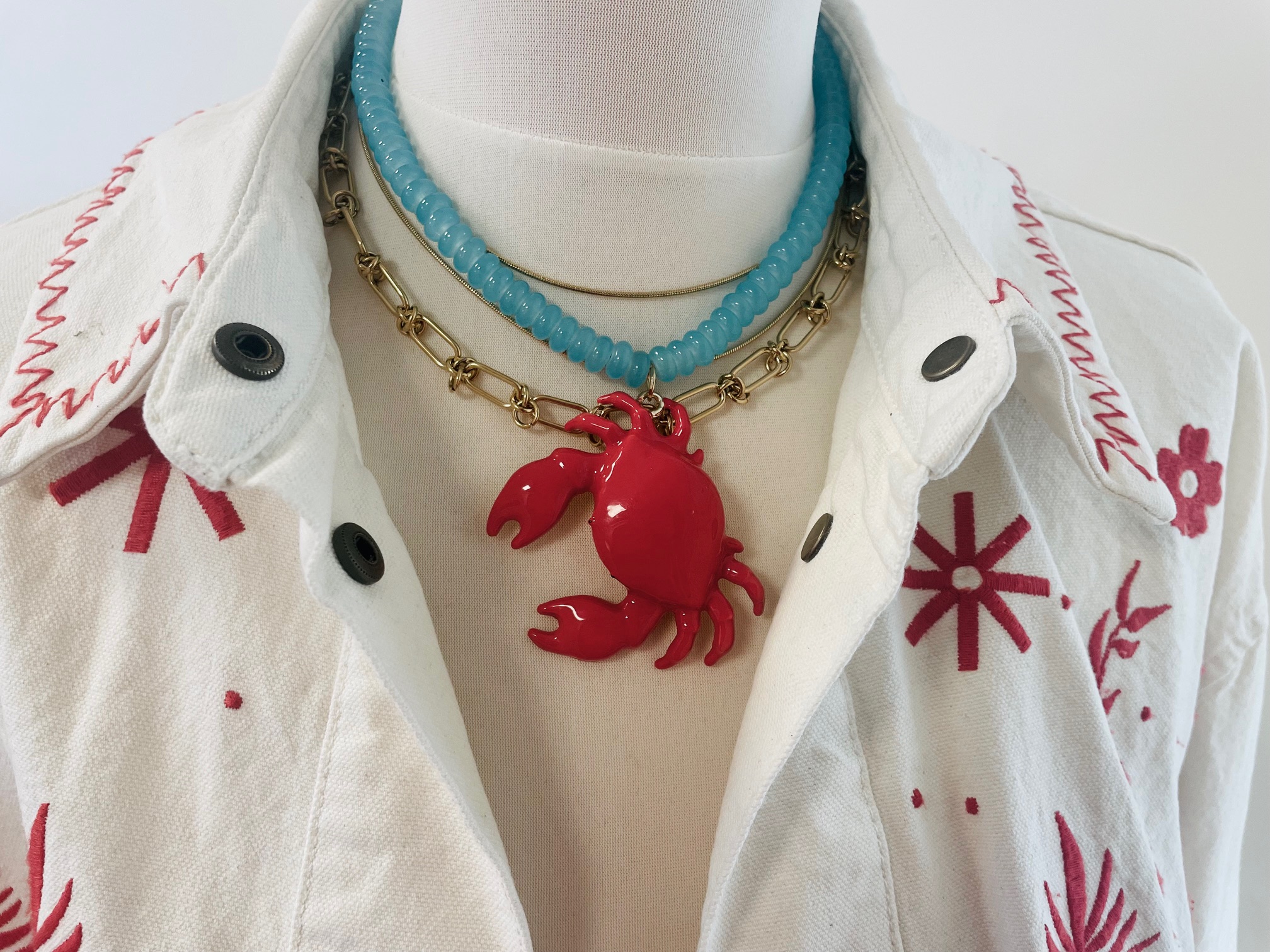 Ketting emaille krab