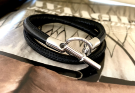 Armband leer hermes style zwart