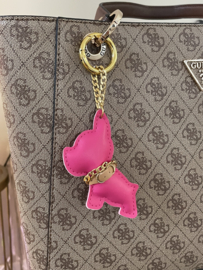 Sleutelhanger bulldog goud roze