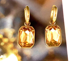 Oorringen hanger kristal warm geel