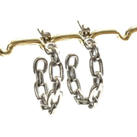 Oorbellen schakel zilver