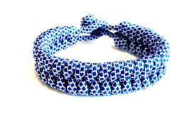 Heren armband gevlochten paracord blauw/wit