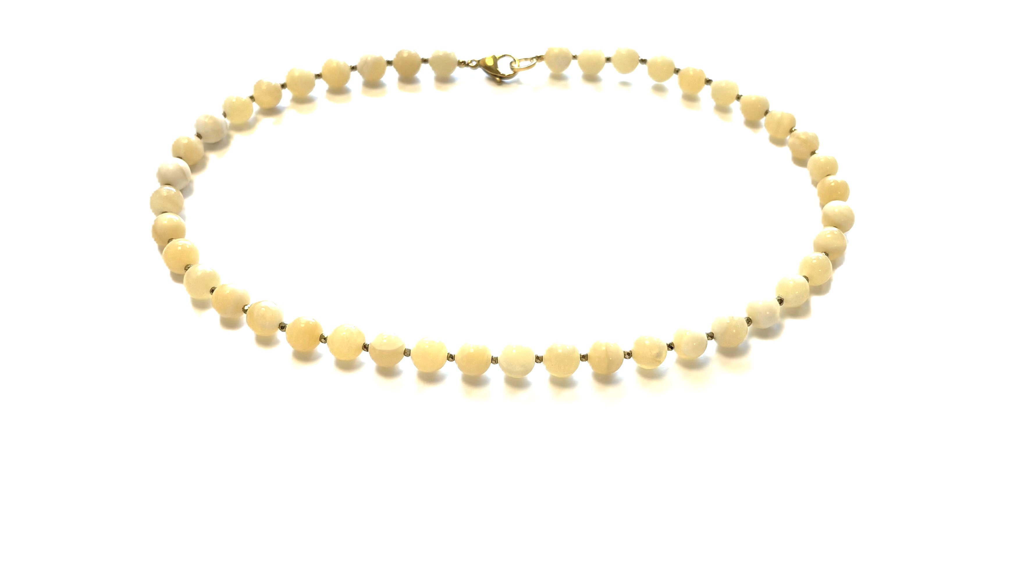 Ketting licht gele Jade 8mm