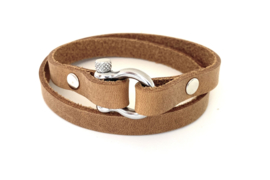 Heren armband harpsluiting naturel