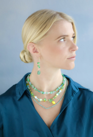 Ketting turquoise kristal/pareltjes/edelsteen