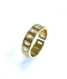 Ring stainless steel goud zirkonia