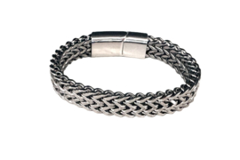 Heren armband gevlochten stainless steel